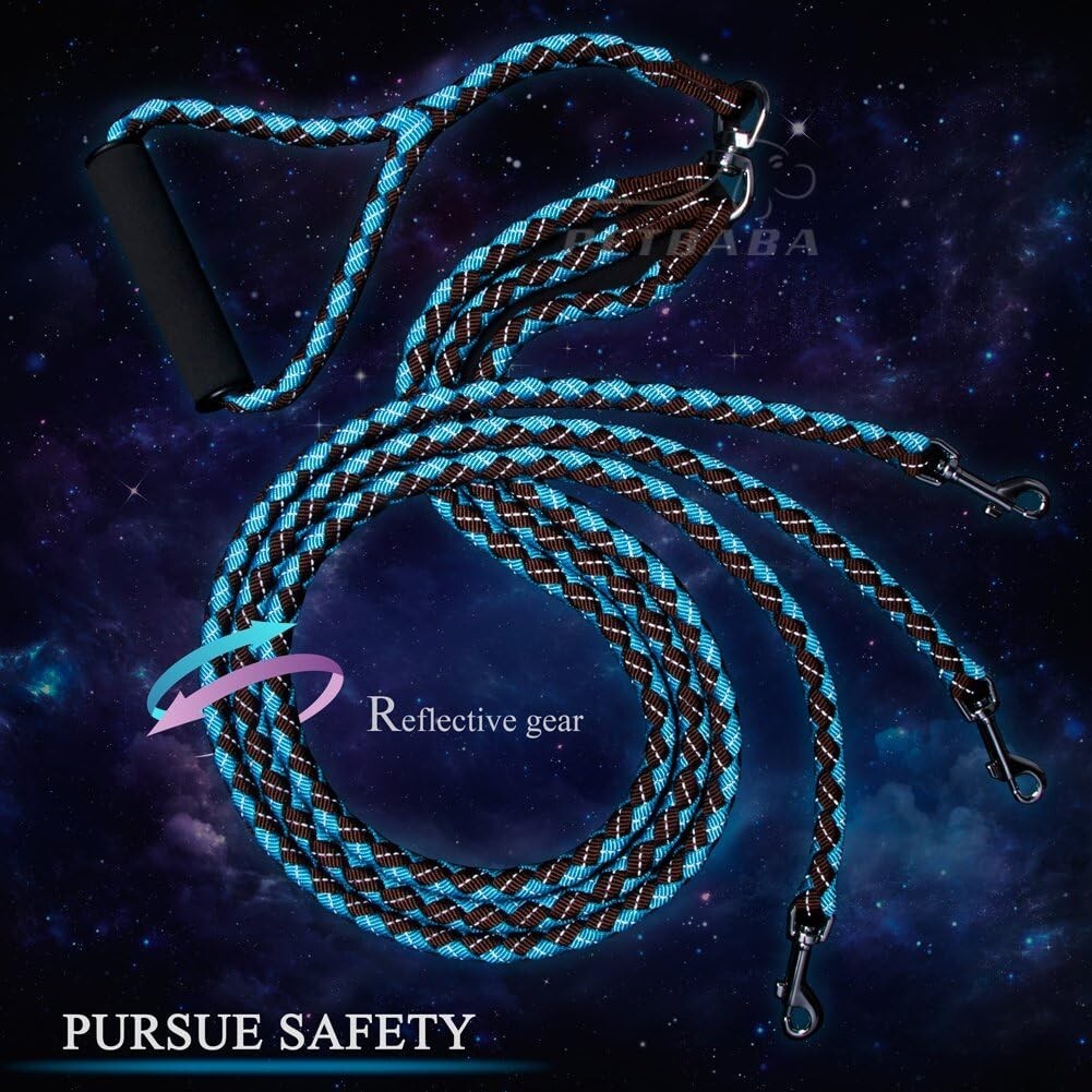 Comfortable 3-Way Dog Leash with Reflective Features - Ideal for Walking Three