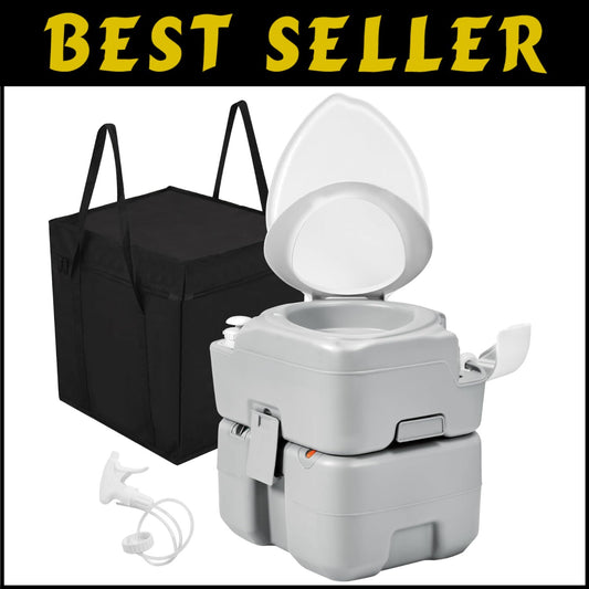Ergonomic 5.28 Gal Portable Toilet with Diagonal Bowl for RV Travel & Camping