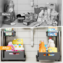 Load image into Gallery viewer, Premium Metal Pull-Out Under Sink Organizers - Height Adjustable, Black Finish