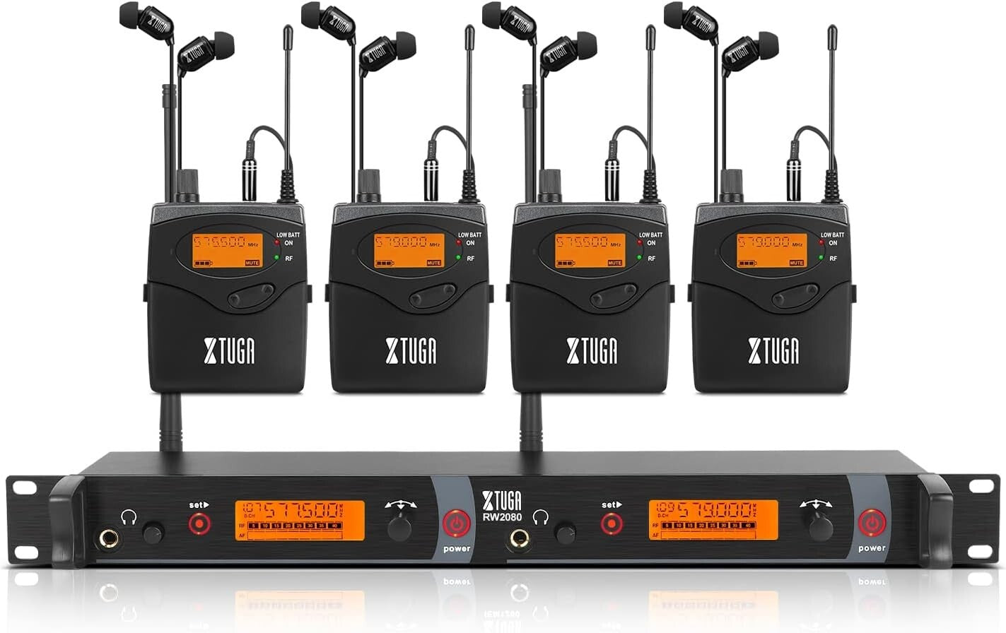 Professional UHF Wireless In-Ear Monitor System with 4 Bodypacks - 300 Ft Range