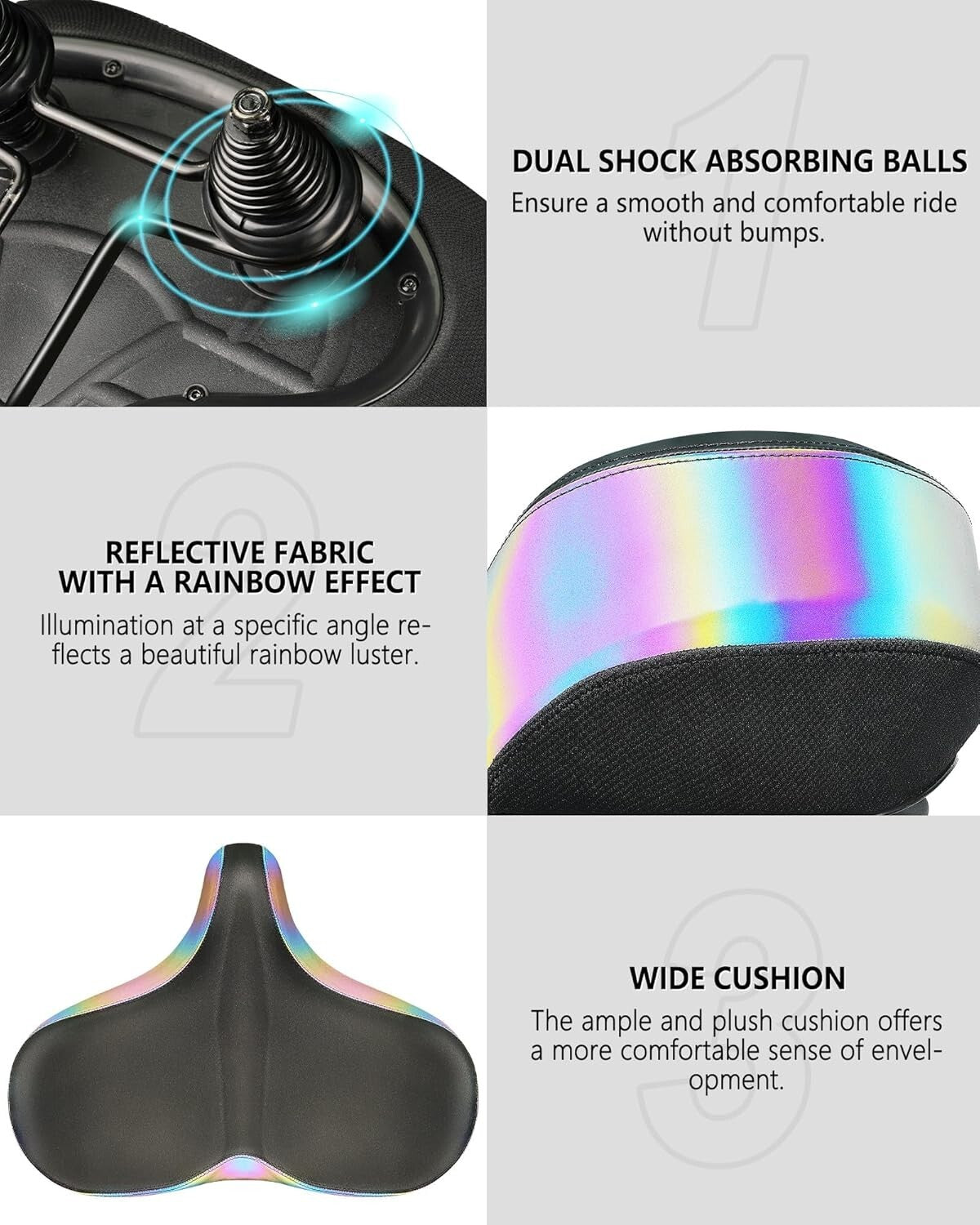 Extra Large Bike Seat with Memory Foam & Waterproof Cover for Ultimate Comfort