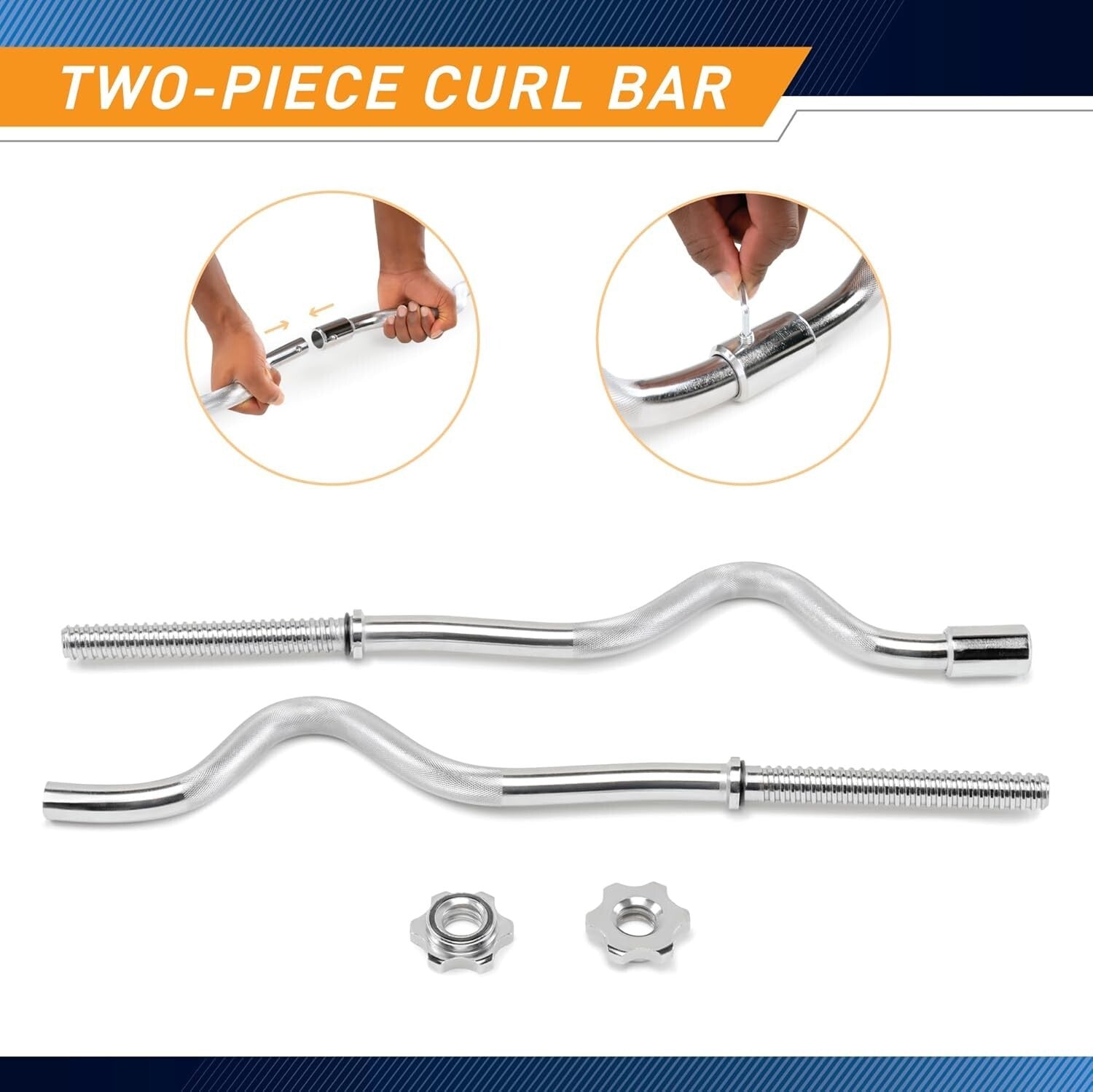 Ergonomic 47" Curl Bar with Knurled Grip - Ideal for Strength Training Sessions