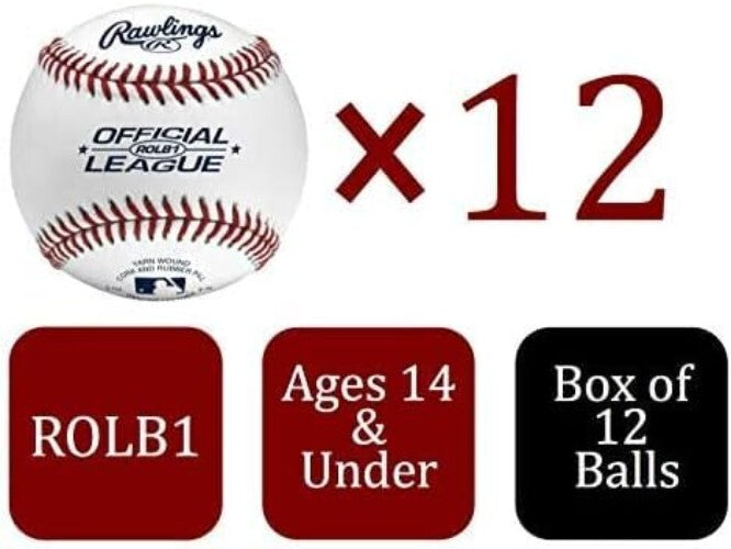 12 Count Official League Baseballs | Competition Grade | ROLB1 for Youth 14U