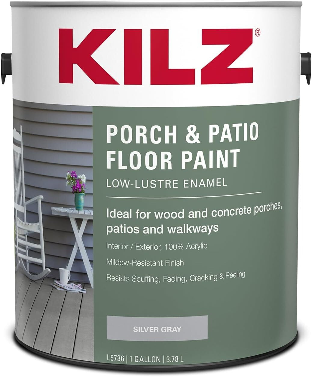 1 Gallon Silver Gray Acrylic Latex Porch & Patio Floor Paint - Weather Resistant