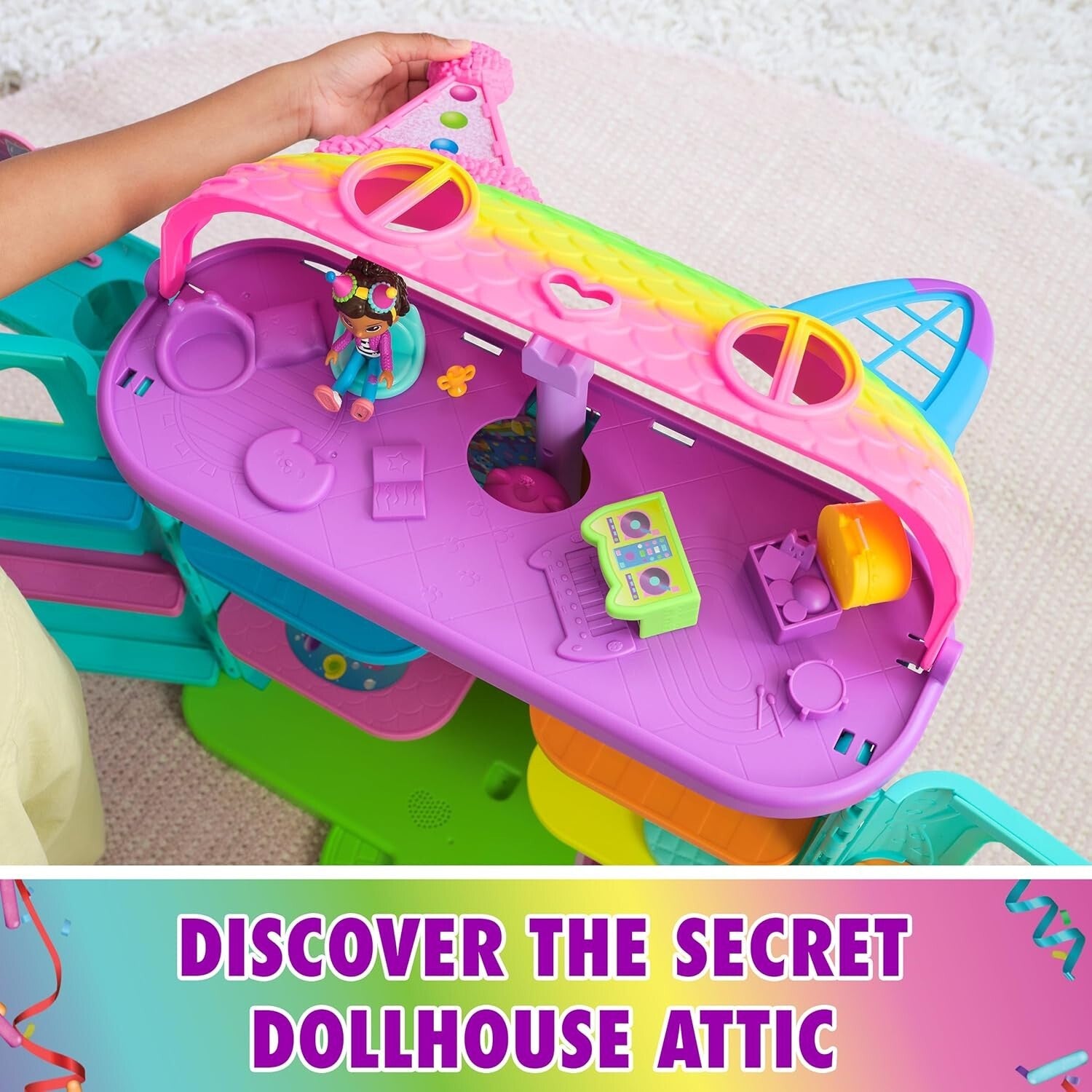 Gabby's 14-Pc Interactive Dollhouse Set - 25-Inch Celebration Toy for Kids