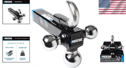 Ultimate Towpower Tri Ball Hitch - 10,000 lbs Capacity, Rust-Resistant Design