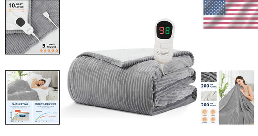 ETL Certified Plush Electric Blanket 72"x84" - Over-Heat Protection for Safety