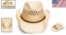 Load image into Gallery viewer, Summer Essential: Men's Straw Hat with 3 1/2 Inch Brim &amp; Cooling Ventilation
