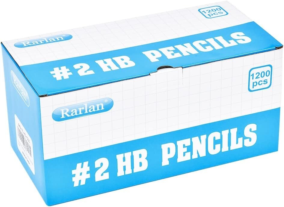 Durable HB Pencils in Bulk - 1200 Wooden Chisel Point Pencils with Storage Box