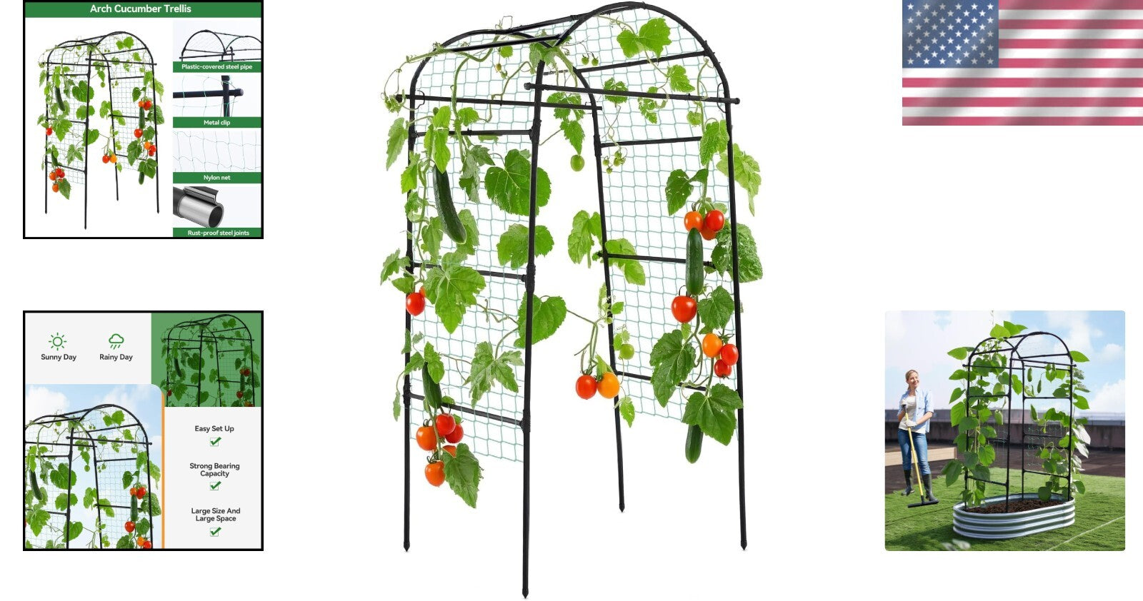 Elegant 80-Inch Garden Arch Trellis for Climbing Plants - Durable Metal Support