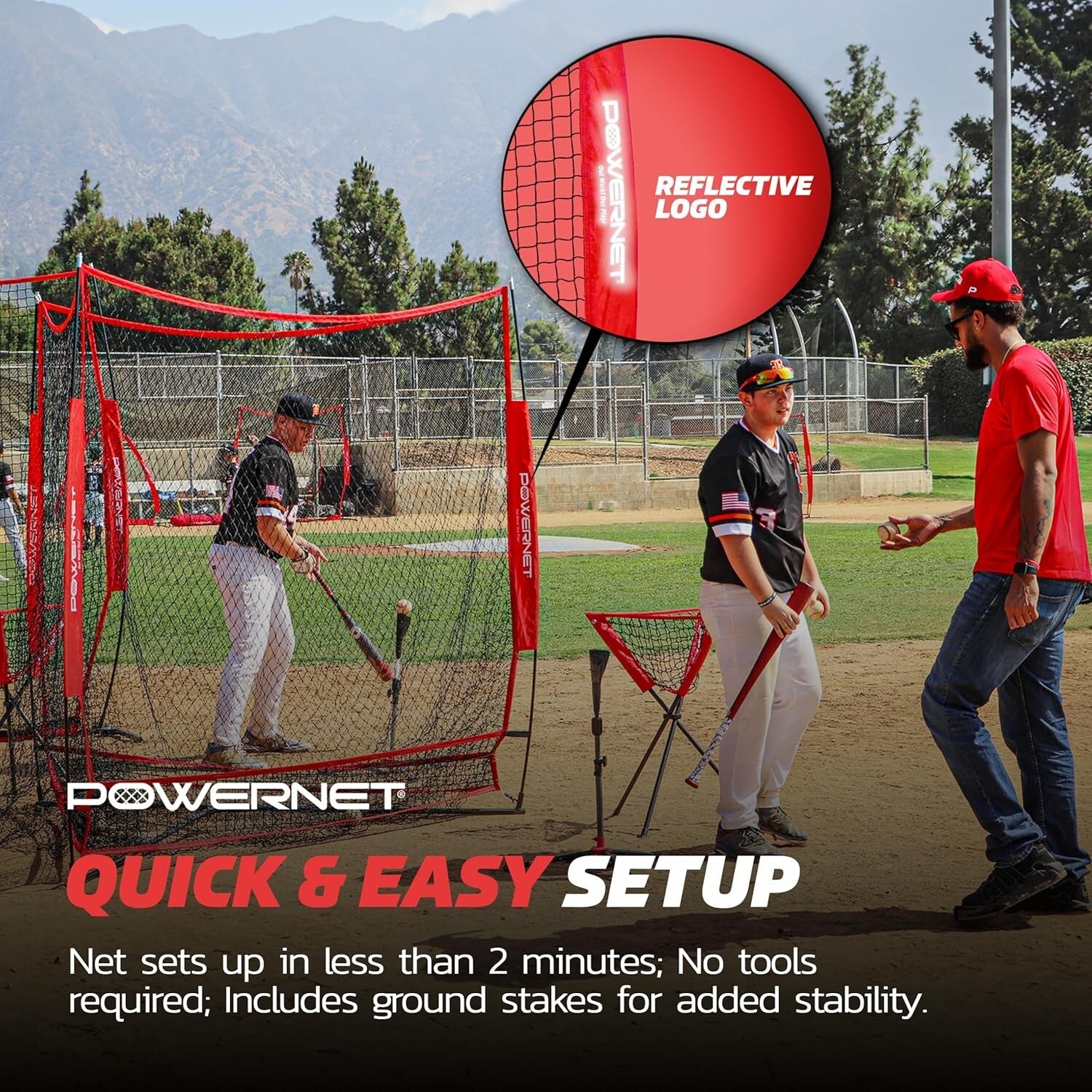 Triple Threat Baseball Net - 7' x 7' Hitting, Pitching & Batting Training Tool