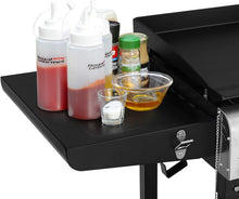 Load image into Gallery viewer, Stylish Black Propane Grill and Griddle Combo with Folding Legs and Side Tables