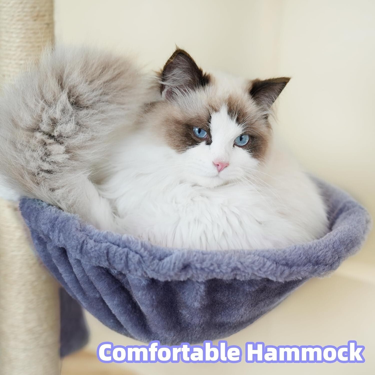 35.4'' Multifunction Cat Tree with Cozy Condo, Hammock & Scratching Post in Grey