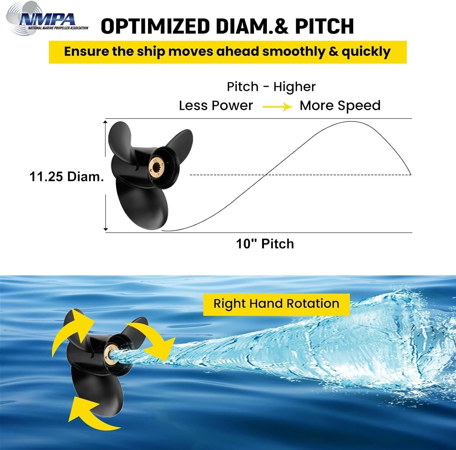 Durable Aluminum 13 Spline Propeller for Mercury Engines 30-70HP, Easy Install