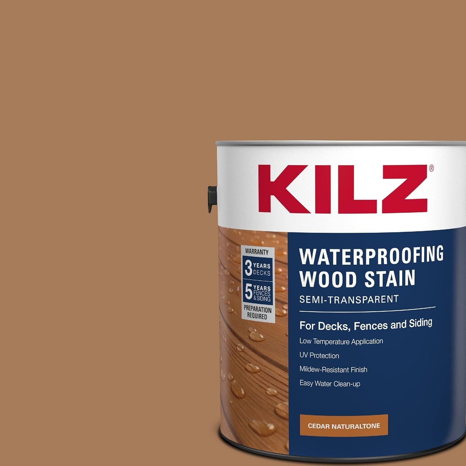 Acrylic-Based Cedar Semi-Transparent Wood Stain - 1 Gallon, 500 Sq. Ft. Coverage