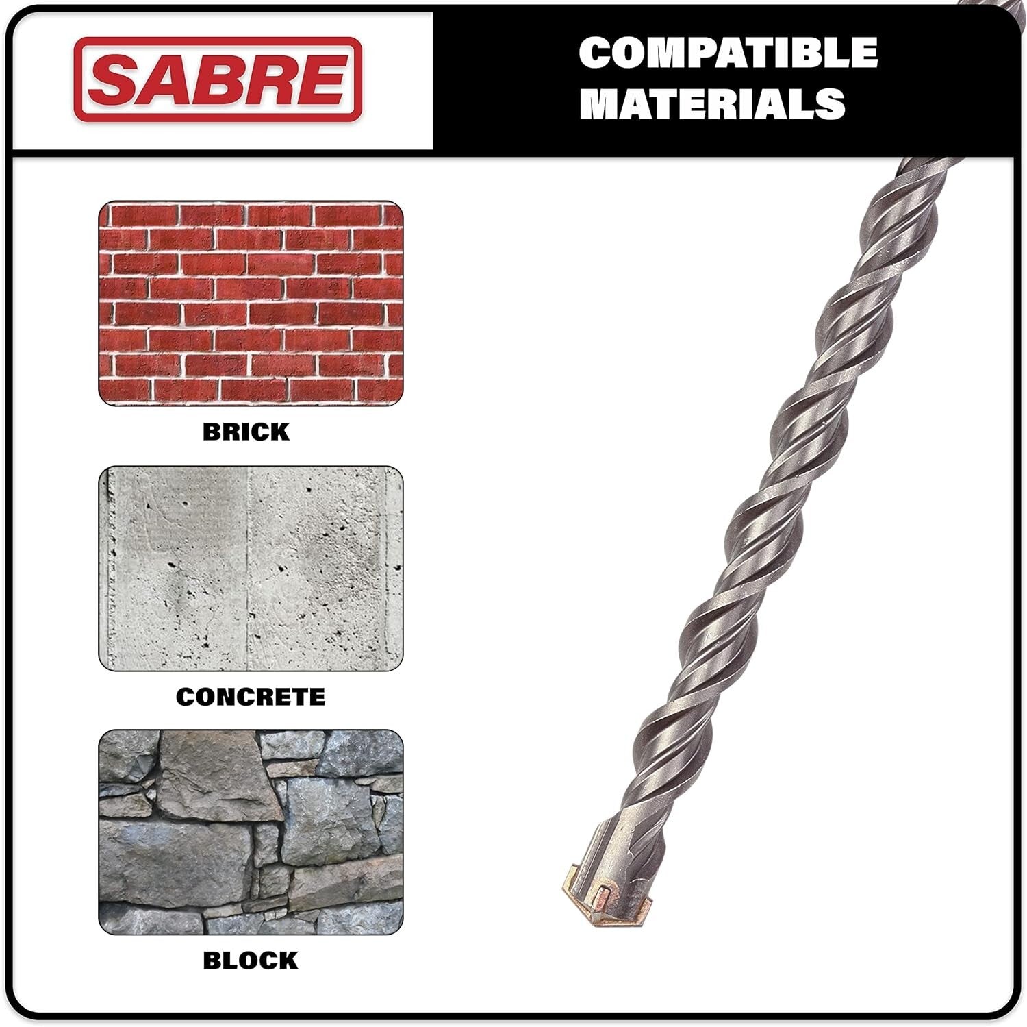 Carbide Tipped SDS Plus Drill Bit - 1-1/4" x 18" for Masonry Applications