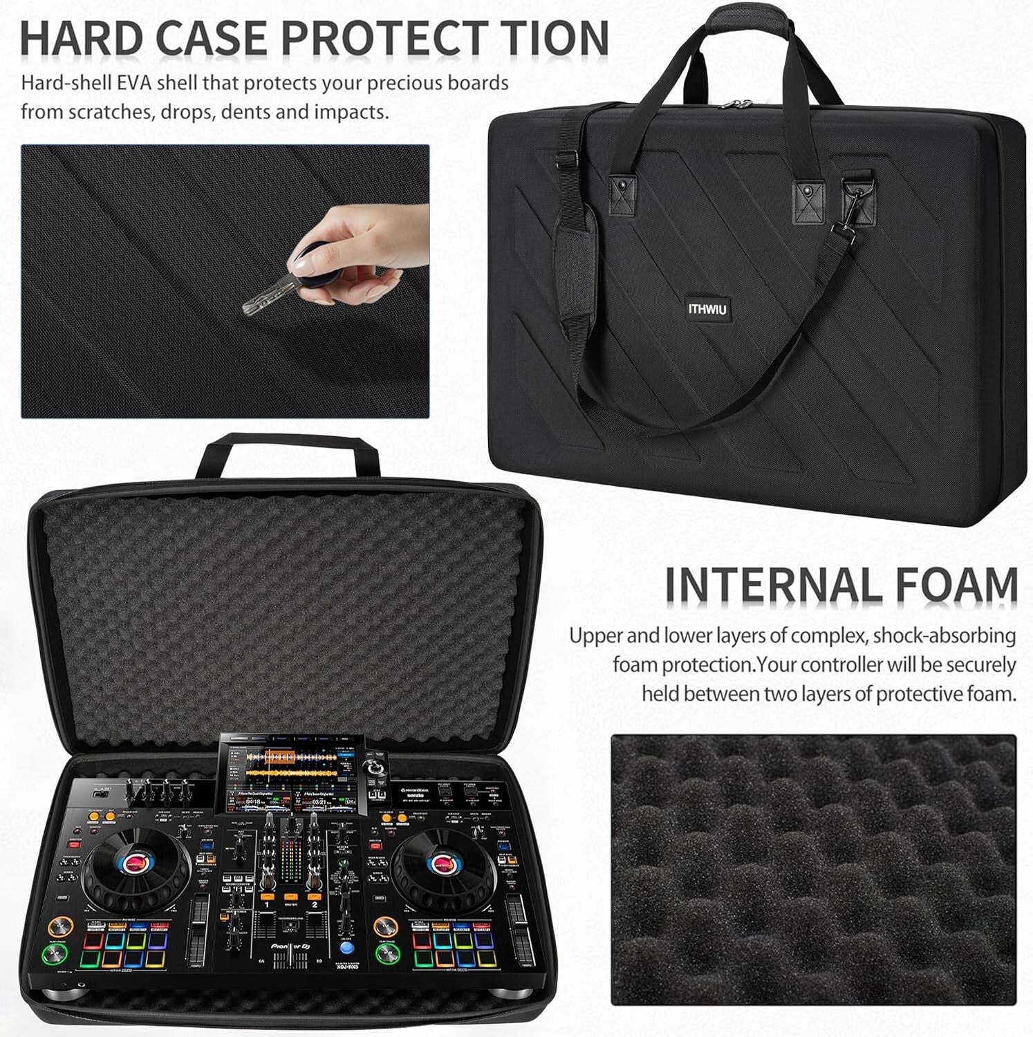 Durable Lightweight DJ Equipment Case Fits Pioneer DDJ RX2/RX3 – Compact Design