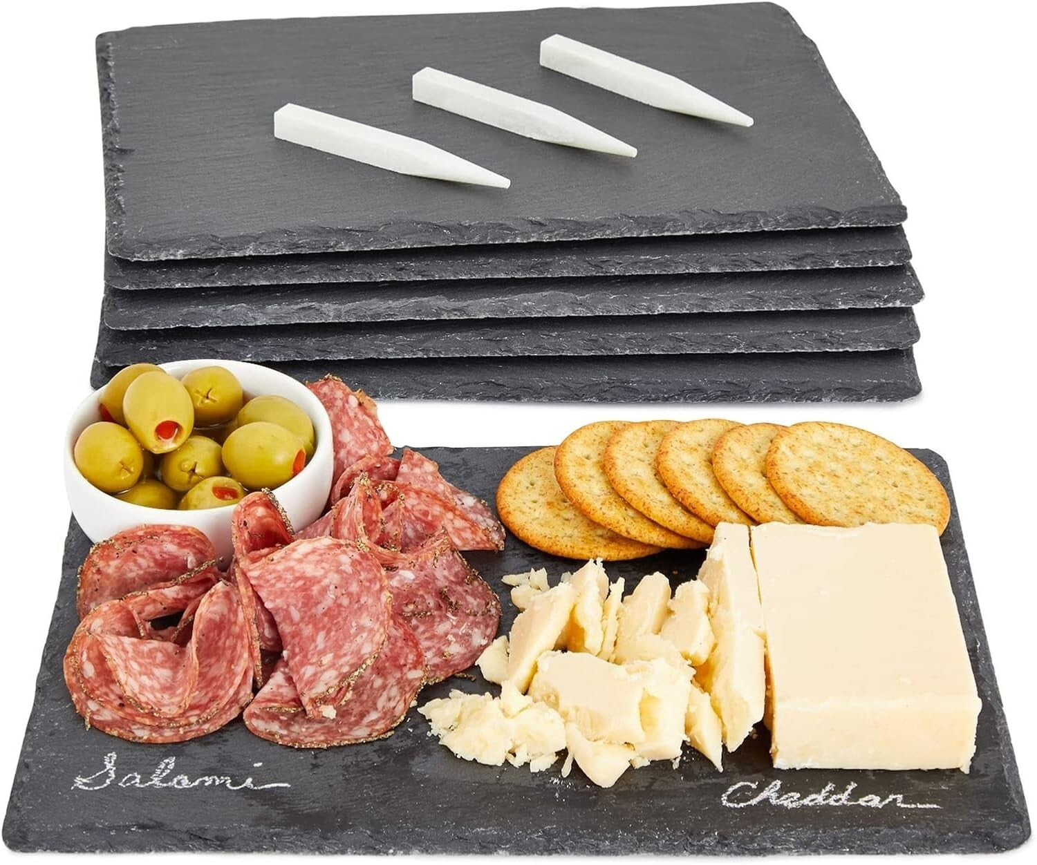 Durable Mini Slate Serving Boards - Set of 6 with Chalk for Personalized Appeal