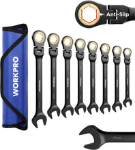 Load image into Gallery viewer, Durable 8-Piece Metric Ratcheting Wrench Set with 72 Teeth &amp; Rolling Pouch