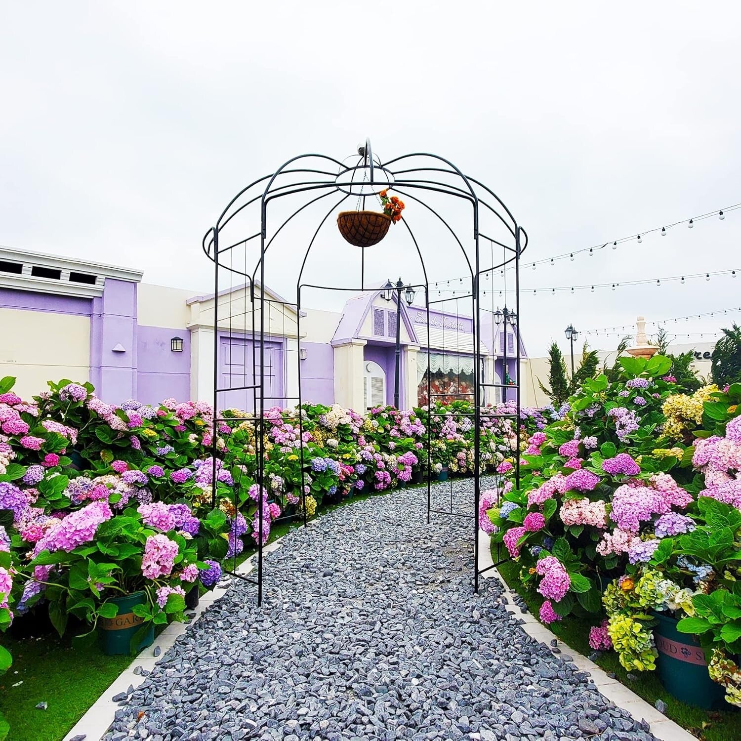 Elegant 9' High Metal Garden Arbor - Perfect for Climbing Plants and Events