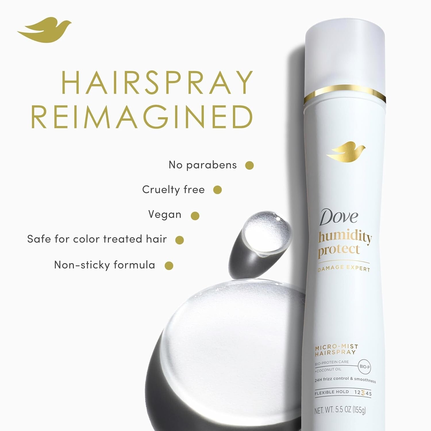 Flexible Hold Hairspray Pack of 6 - Humidity & Frizz Control with Coconut Oil