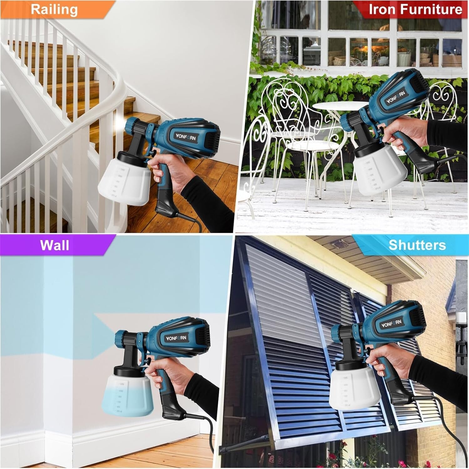 Adjustable Flow 700W Paint Sprayer - 4 Nozzles & Easy Cleaning for All Projects