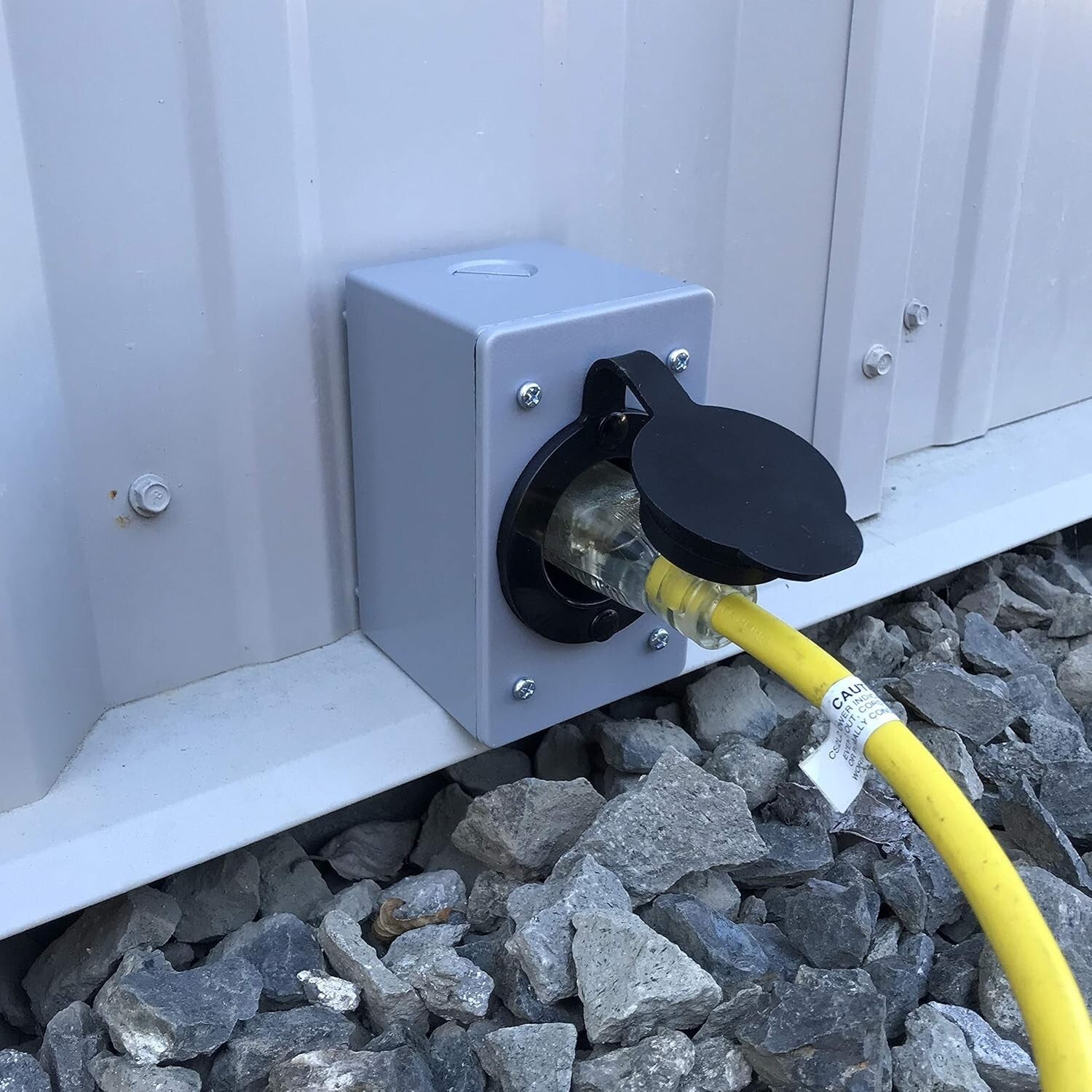 Industrial Grade 15 AMP Flanged Power Inlet with Integrated Nylon Faceplate