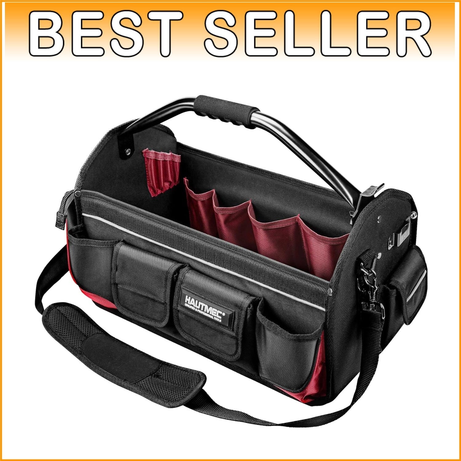 Ergonomic Heavy-Duty Tool Bag with Rotating Handle & Reflective Safety Strips