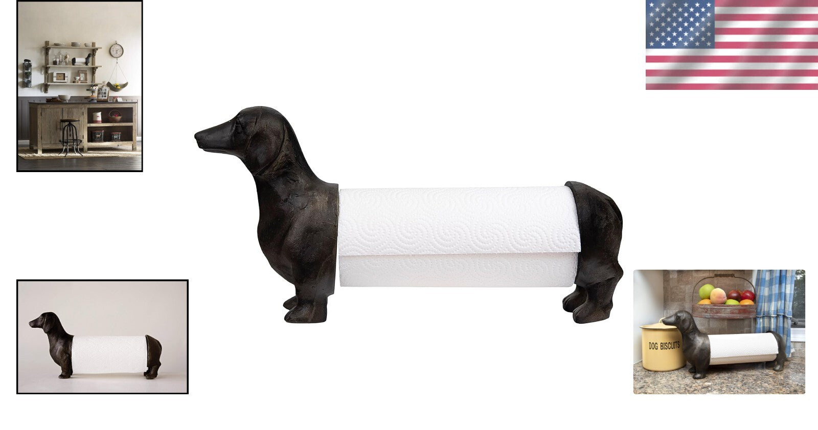 Antiqued Bronze Dachshund Paper Towel Holder - Charming Kitchen Companion