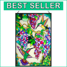 Load image into Gallery viewer, Vibrant 10" x 15" Stained Glass Bird Hanging Ornament for Nature Lovers