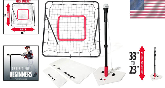 Durable Youth Baseball Set with Pitch Back Net and Rubber Bases - Fun for All