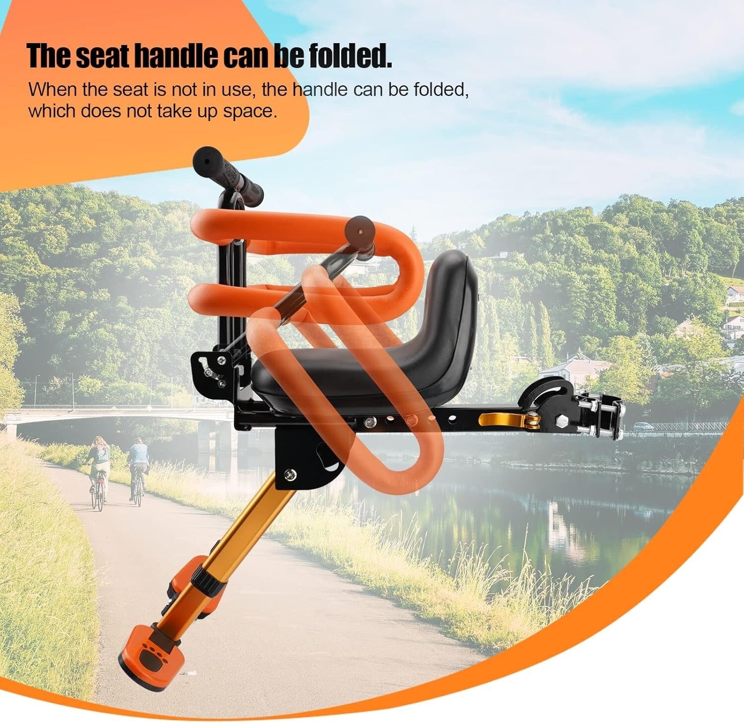 Adjustable Front Mounted Kids Bike Seat with Foot Pedals & Backrest Comfort