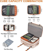 Load image into Gallery viewer, Expandable 40L Travel Backpack for Men &amp; Women - Water Resistant &amp; Stylish Beige