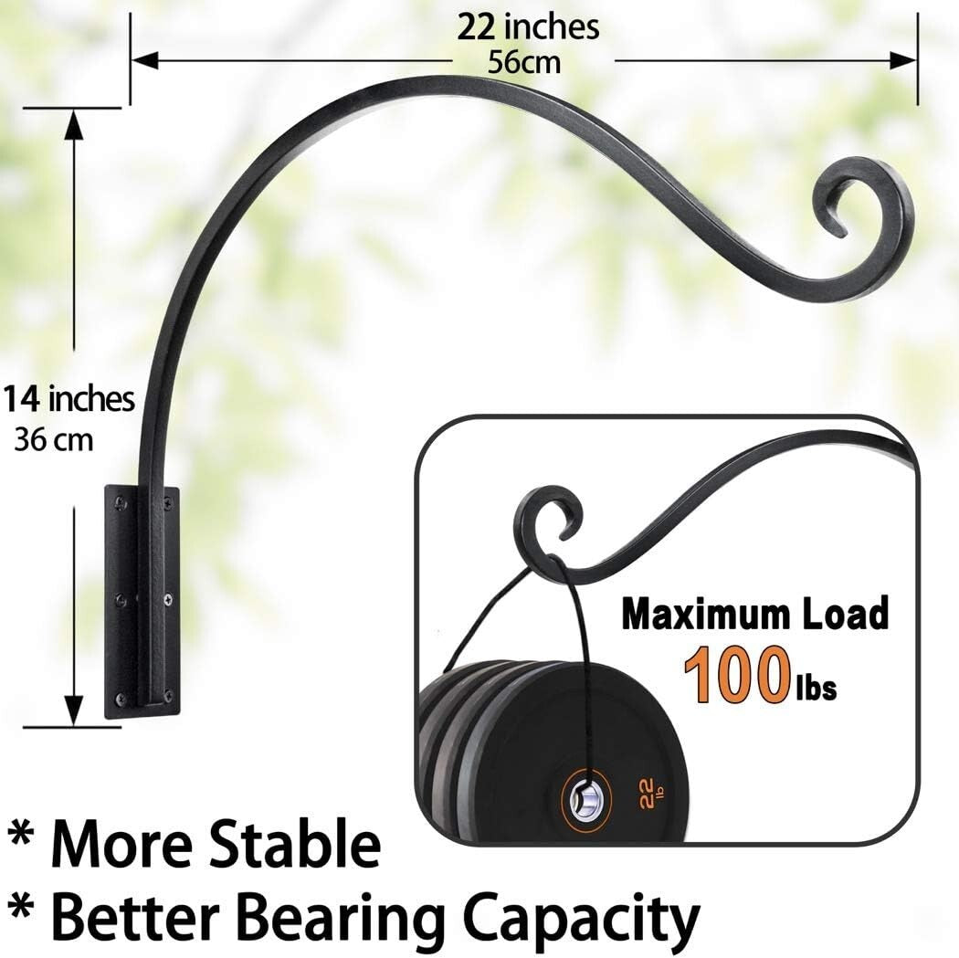 Durable 22-Inch Heavy Duty Wrought Iron Plant Hanger for Garden Elegance
