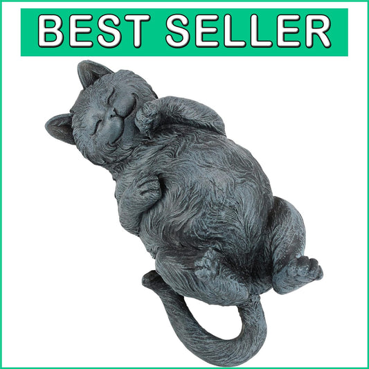 Charming Feline Sculpture - Hand-Finished Cat Figurine for Indoor/Outdoor Spaces