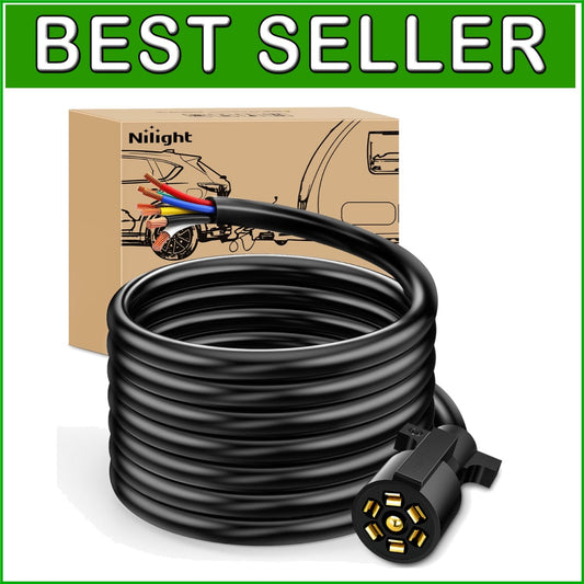 16FT Heavy-Duty 7-Way Trailer Plug Cord - Reliable Weatherproof Wiring Harness