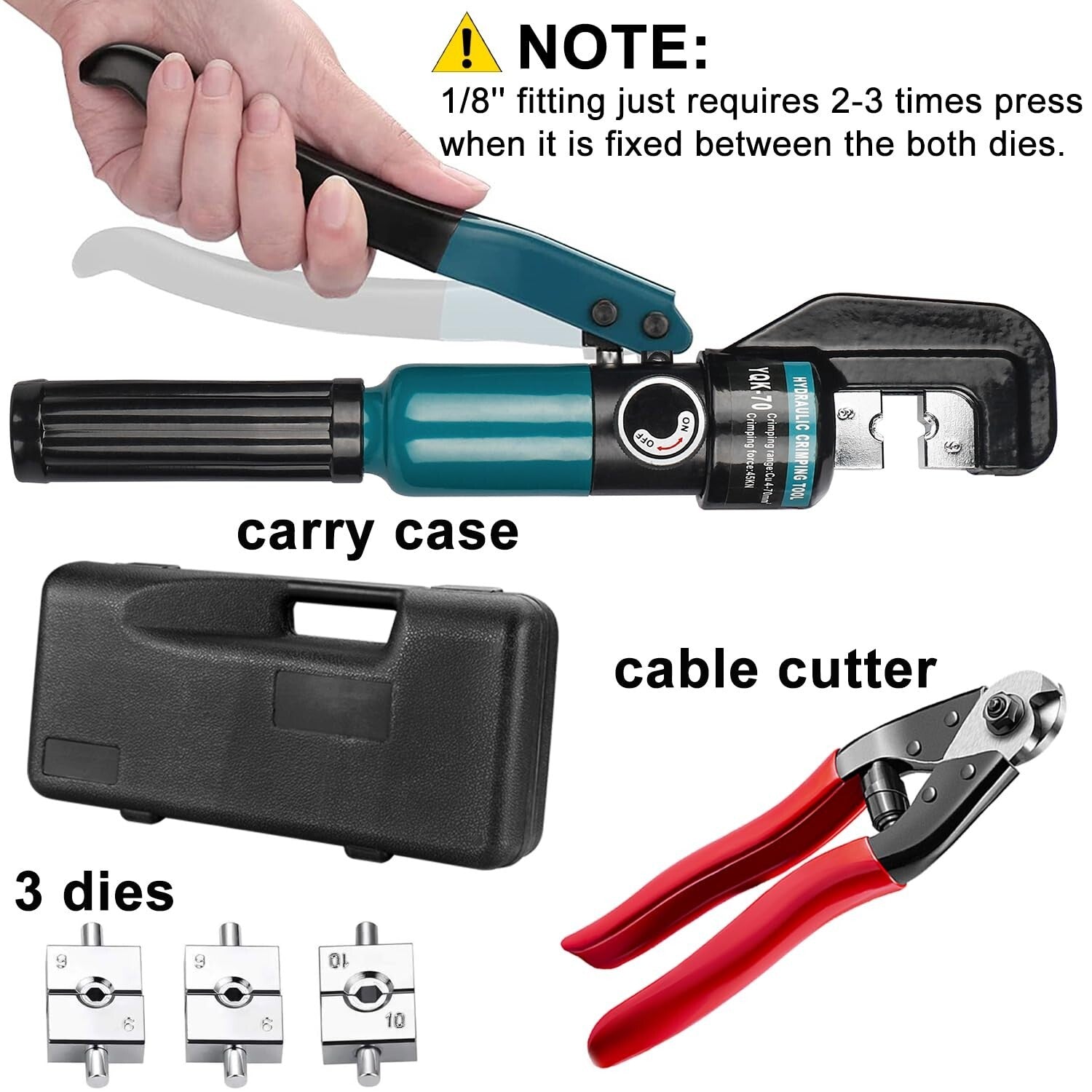 Durable Hydraulic Crimping Tool with Ergonomic Grip - Perfect for Cable Railing
