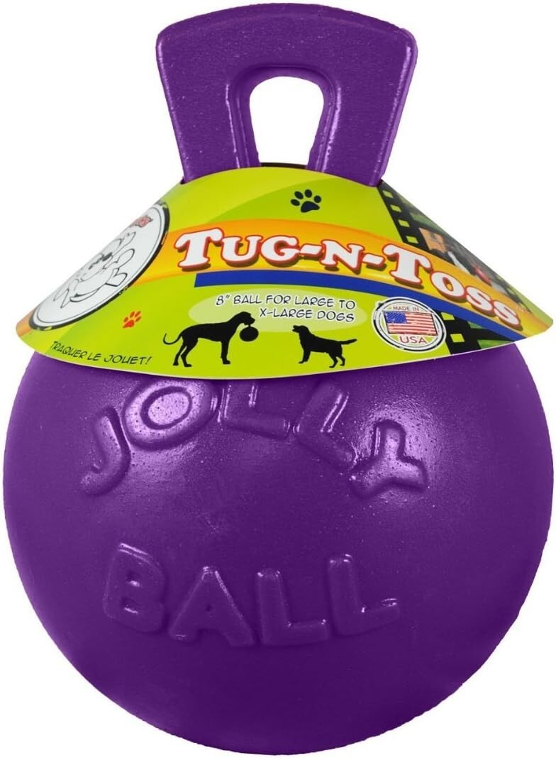 X-Large Heavy Duty Dog Toy Ball: Tug-N-Toss with Handle for All Breeds