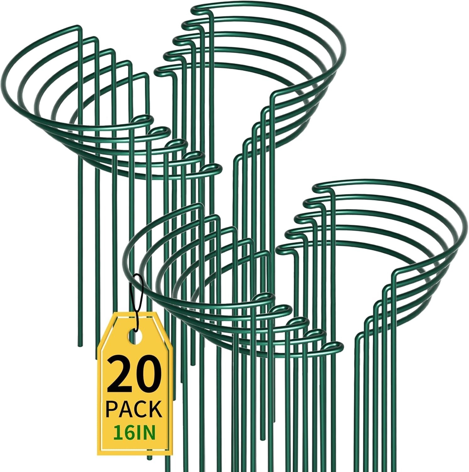 Elegant 20 Pack Plant Support Stakes - 10" Wide x 16" High for Garden Aesthetics