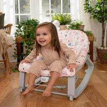 Load image into Gallery viewer, Pink Burst Portable Baby Seat: 3-in-1 Vibrating Bouncer, Rocker &amp; Toddler Rocker