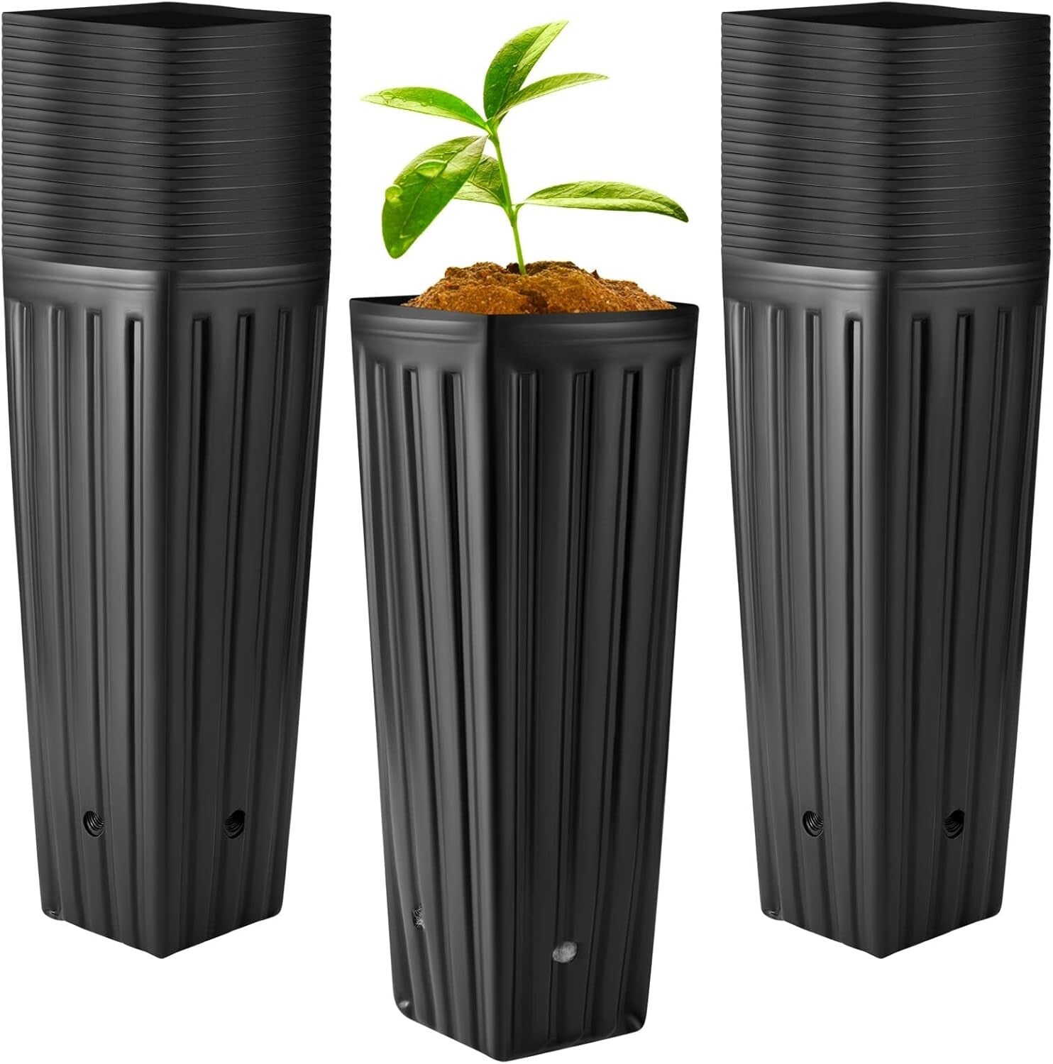 400 Pcs Tall Plastic Nursery Pots with Drainage for Indoor/Outdoor Gardening