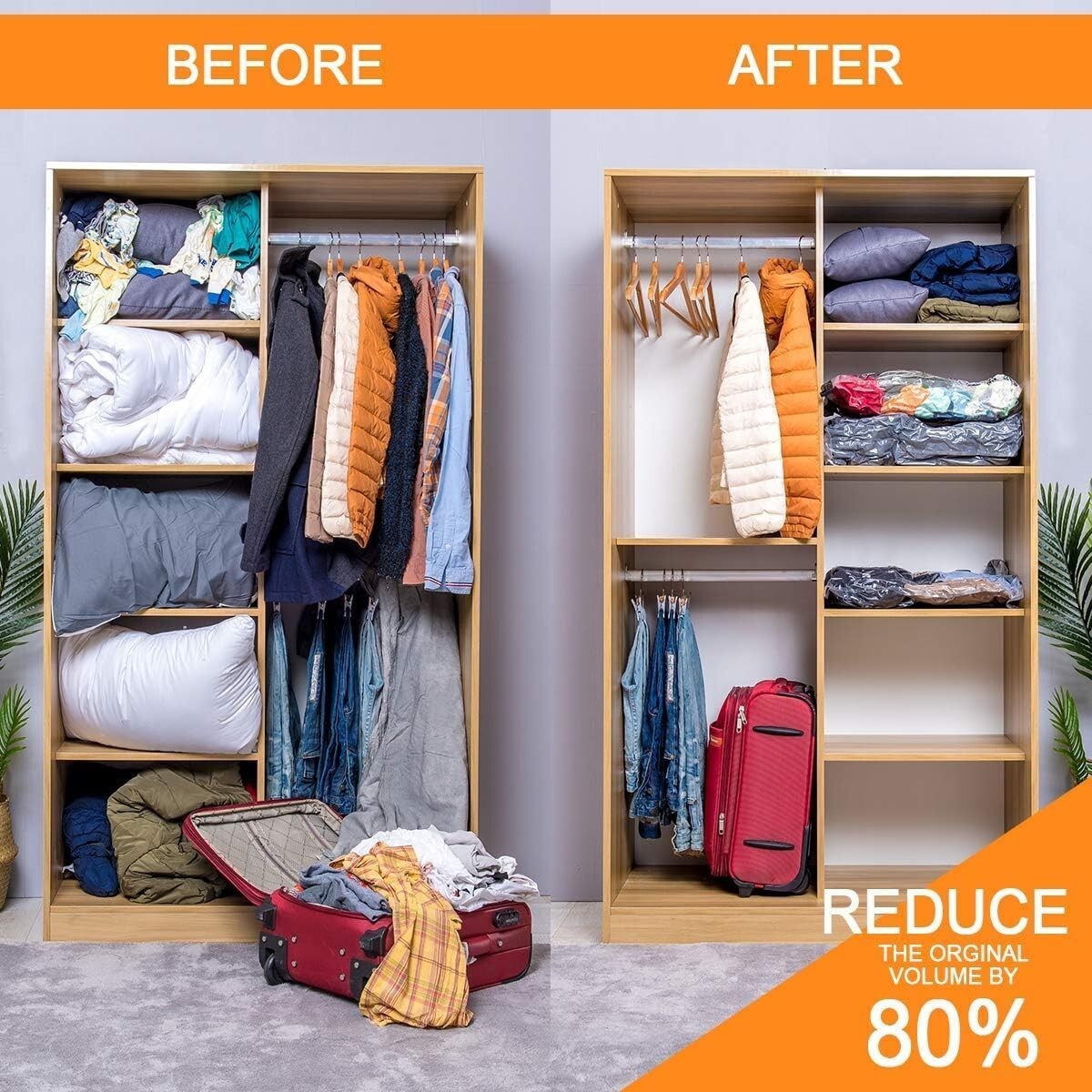 Space-Saving 24 Vacuum Storage Bags with Electric Pump - 80% Space Reduction