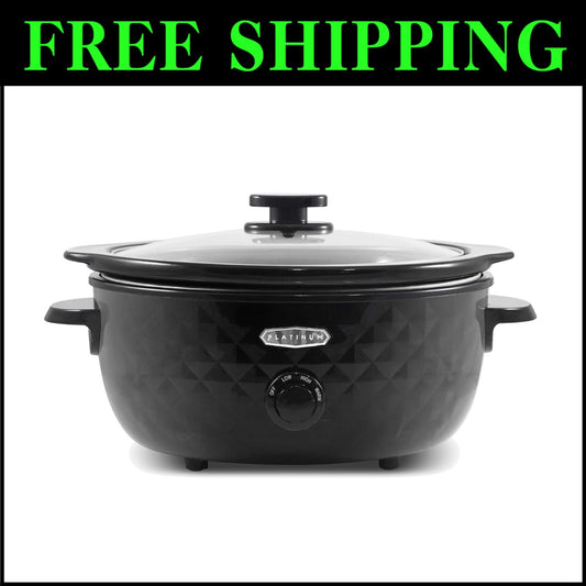 Versatile Slow Cooker with Cool-Touch Handles - 6 Quart Diamond Pattern Design
