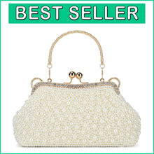 Load image into Gallery viewer, Handcrafted Vintage Pearl Evening Bag with Detachable Chain - Perfect for Brides