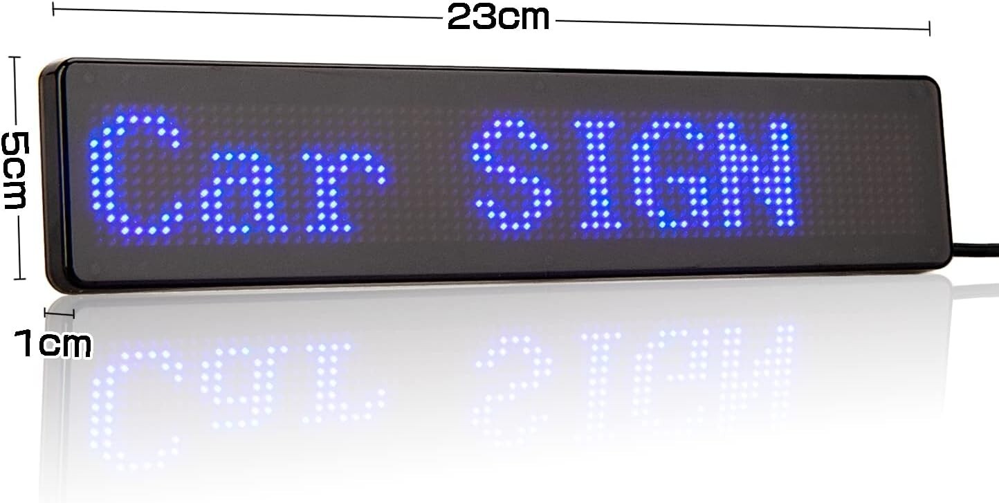 Customizable LED Window Sign - 9" Blue Display for Car, Taxi, Storefront