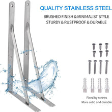 Load image into Gallery viewer, Thickened 18" Stainless Steel Shelf Support Brackets, 550 lb Capacity - 2 Pack