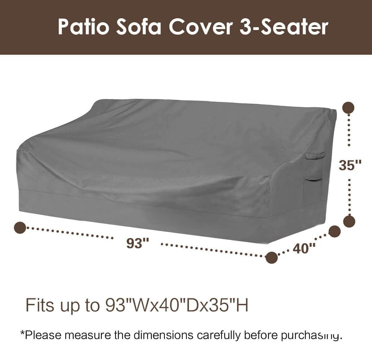 Durable 600D Waterproof Outdoor Sofa Cover with Air Vent - Fits 3-Seater