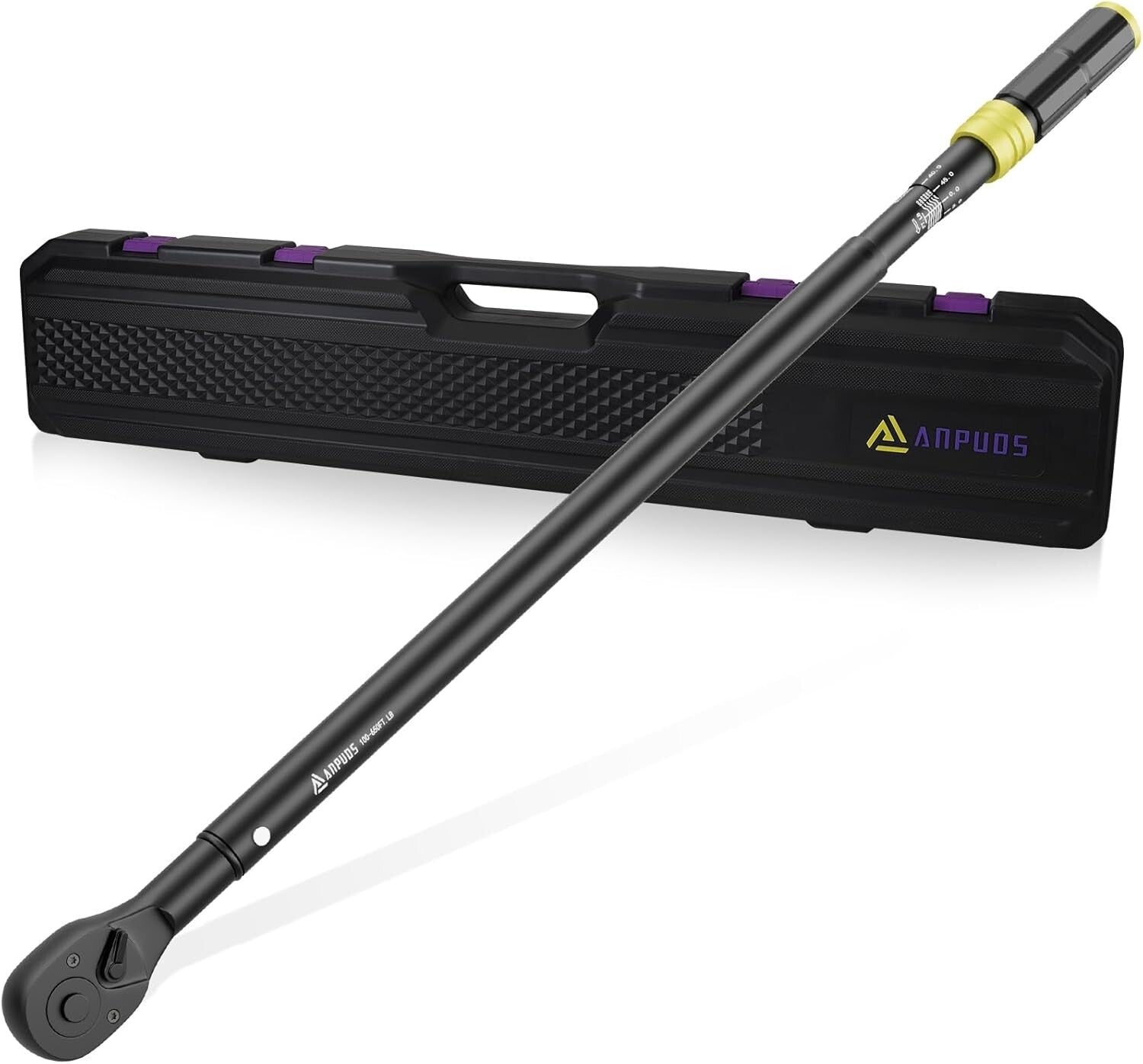 Durable Chrome Vanadium Steel Torque Wrench, 100-650 Ft-Lb, Dual-Direction Use