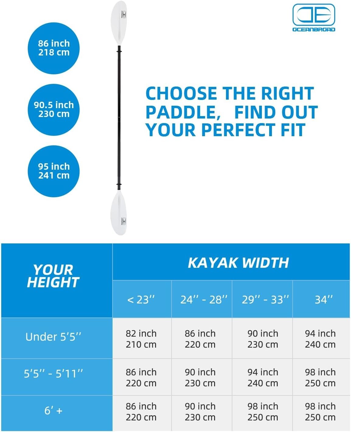 Durable 90.5in Kayak Paddle with Lightweight Design - Ideal for All Skill Levels