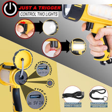 Load image into Gallery viewer, Rechargeable 10000mAh High Lumens Spotlight with 6 Modes for Outdoor Adventures